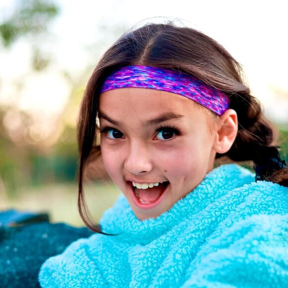 6 Tie Dye Headbands Girls Adjustable No Slip Sports Hair Accessories - Picture 6 of 9